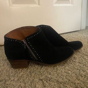 Lucky Brand black suede short boots size 8